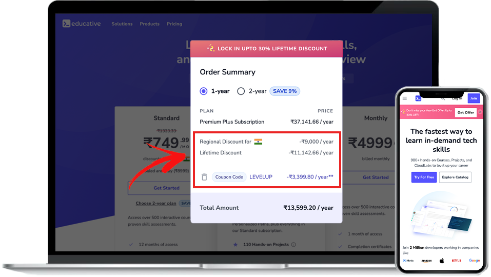 Educative coupon code discount preview